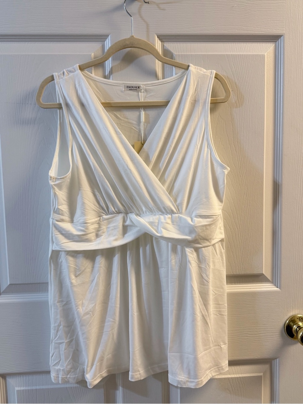 White Sleeveless wrap top NWT
